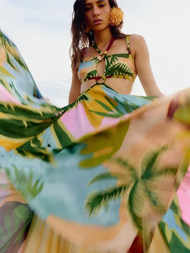 Woman in Farm Rio Dress