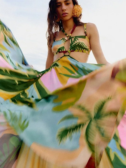 Woman in Farm Rio Dress