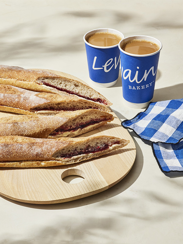Levain Bakery coffee and baguette