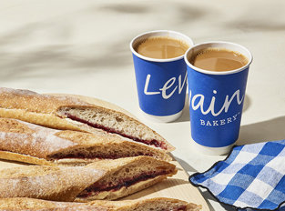 Levain Bakery coffee and baguette
