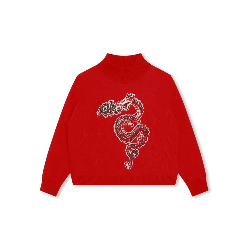 Kenzo Kids' Dragon Patch Cotton Blend Sweater at Nordstrom
