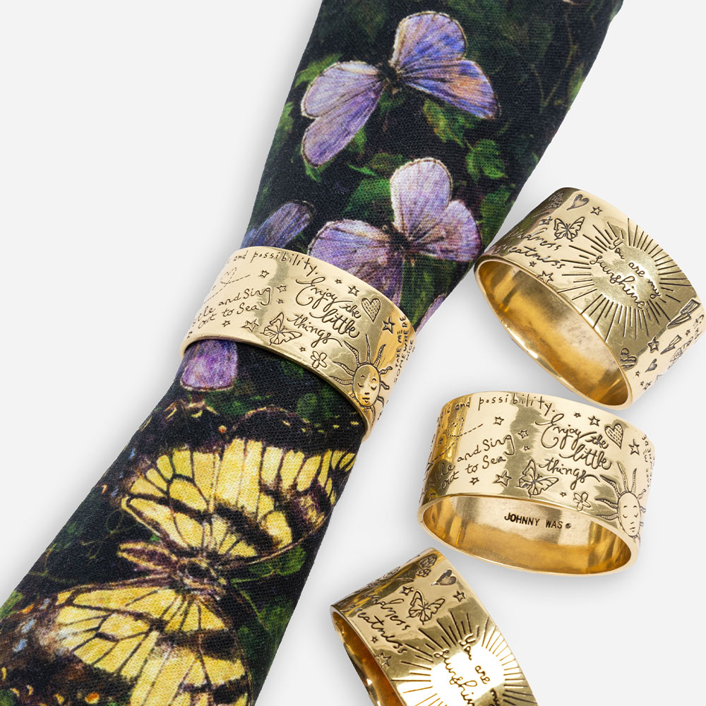 Words of Kindness Napkin Ring Set at Johnny Was