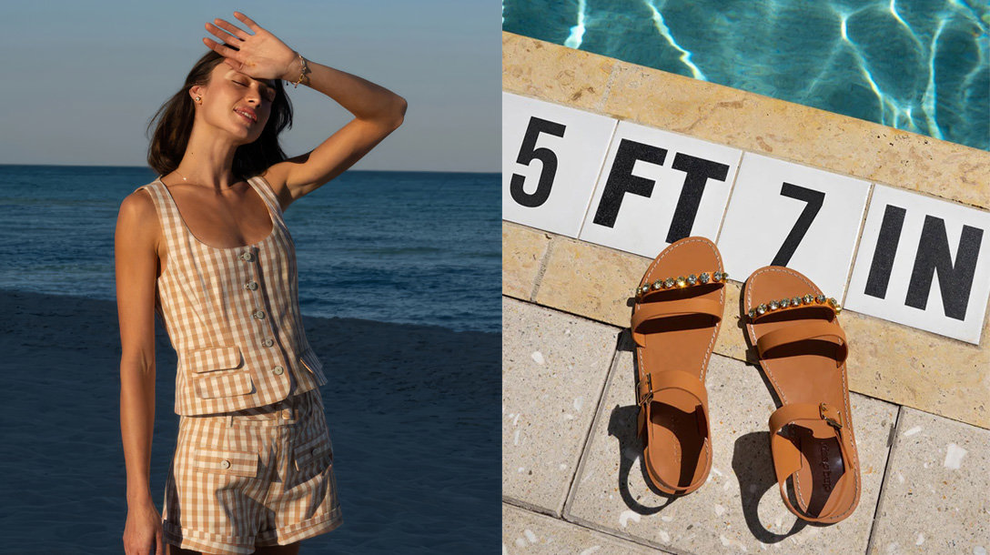 Cinq a Sept clothing and sandals by the pool