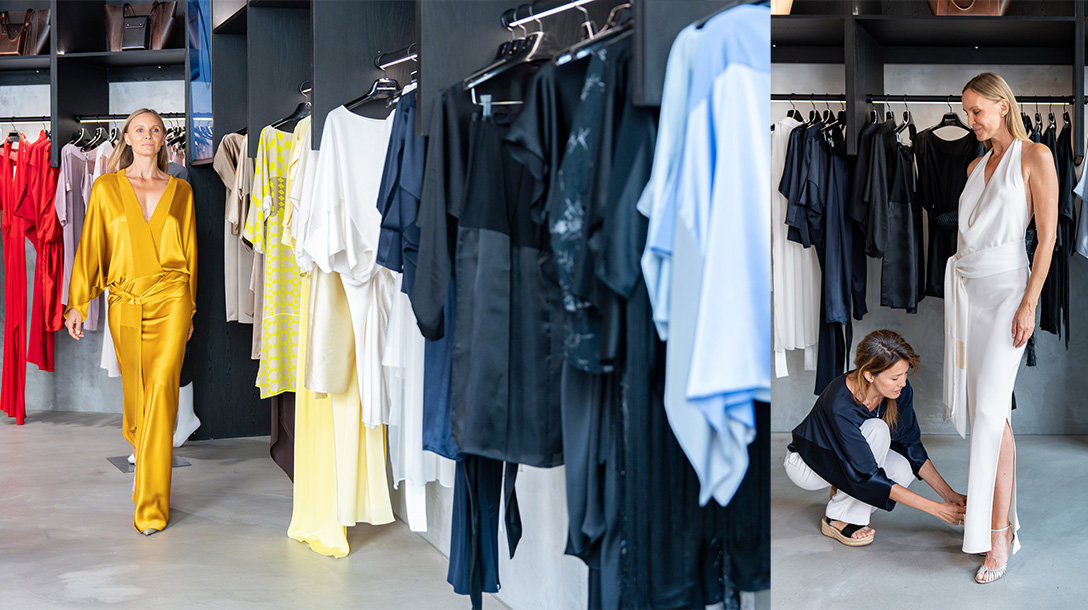 Woman in Rubin & Chapelle dress