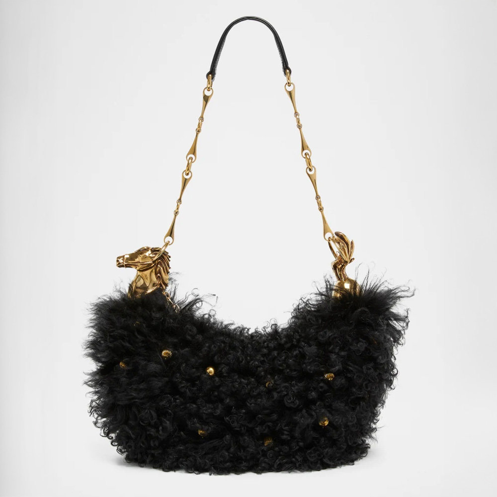 Chain Horse Shoulder Bag in Curly Shearling from Chloe at Neiman Marcus