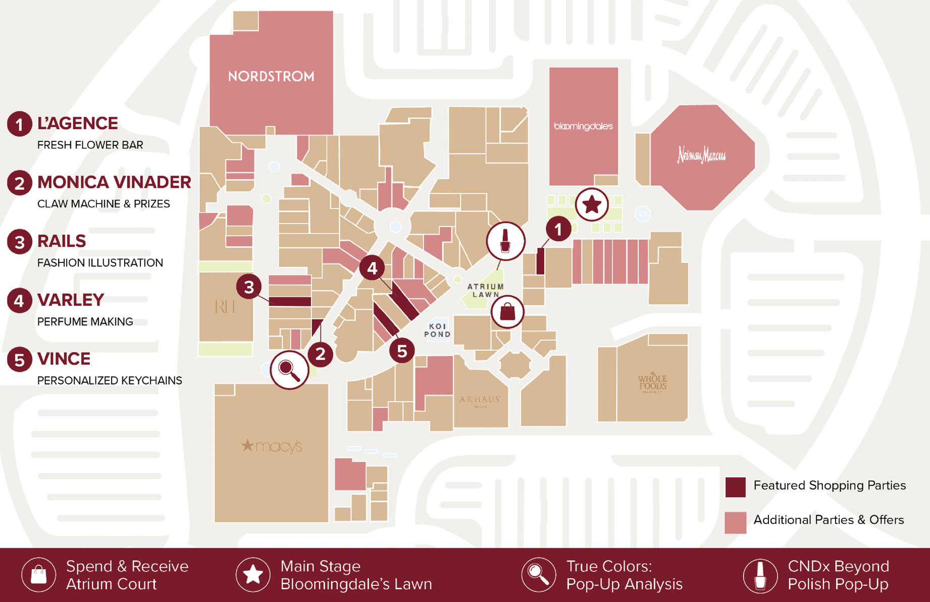 Map of Fashion Island during StyleWeekOC Shopping Parties