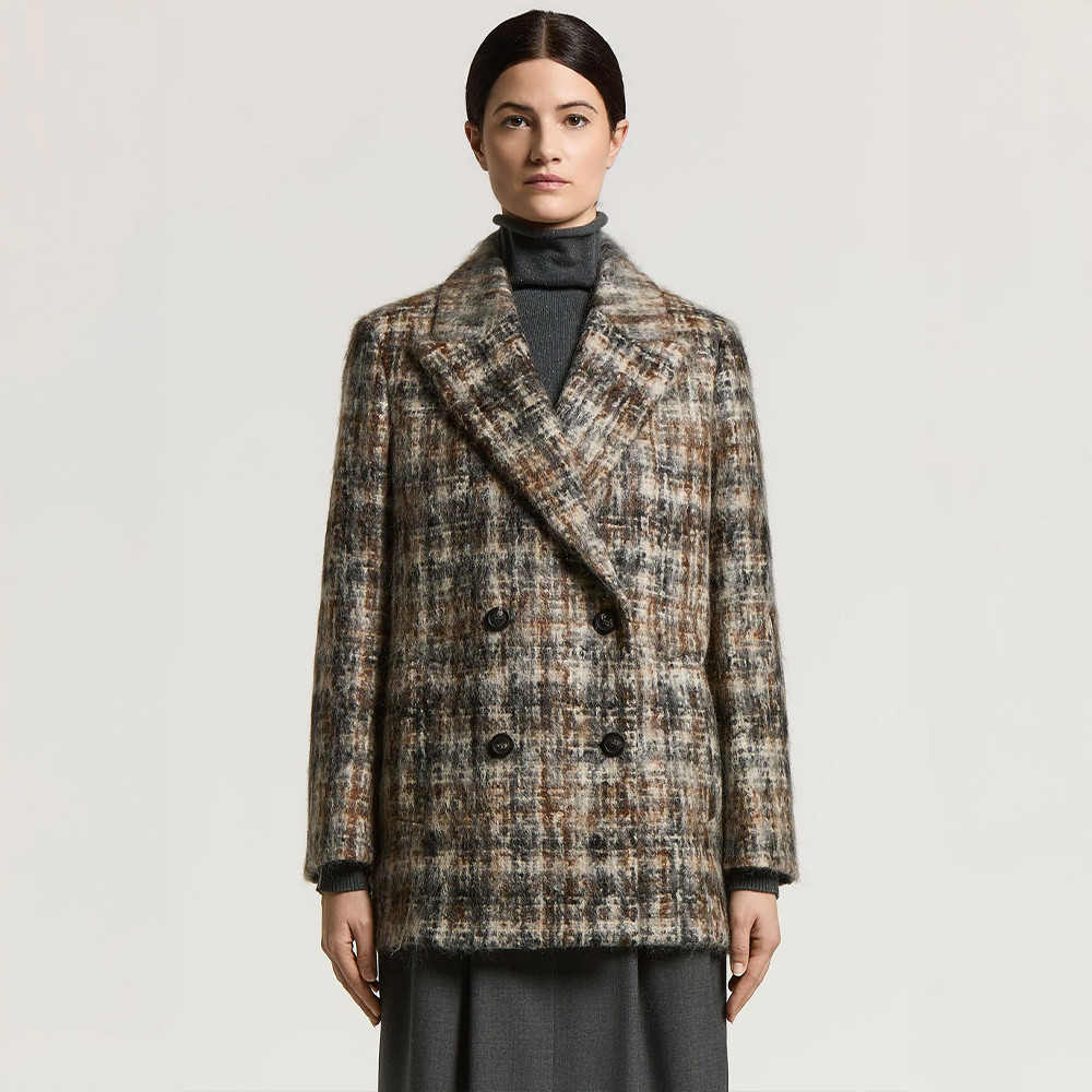Double-Breasted Coat in Mohair Wool Blend