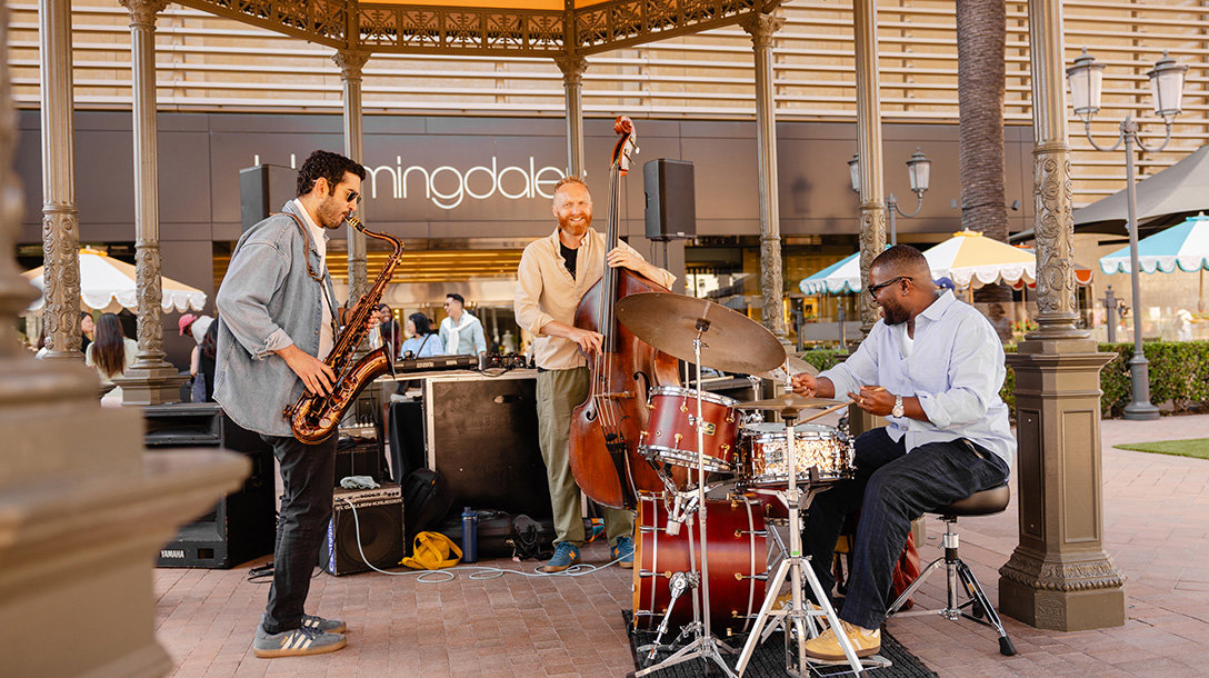 Musicians playing under the gazebo