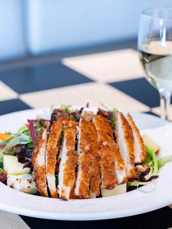 Chicken salad and wine at 59th & Lex