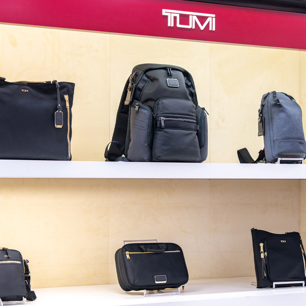 Wall of Tumi Backpacks