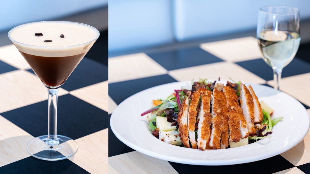Espresso martini and chicken salad