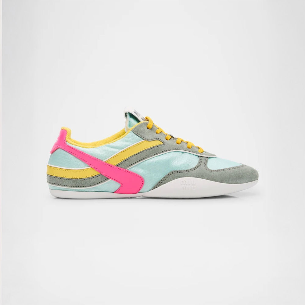 Colorblock Nylon Tech Runner Sneakers from Miu Miu at Neiman Marcus